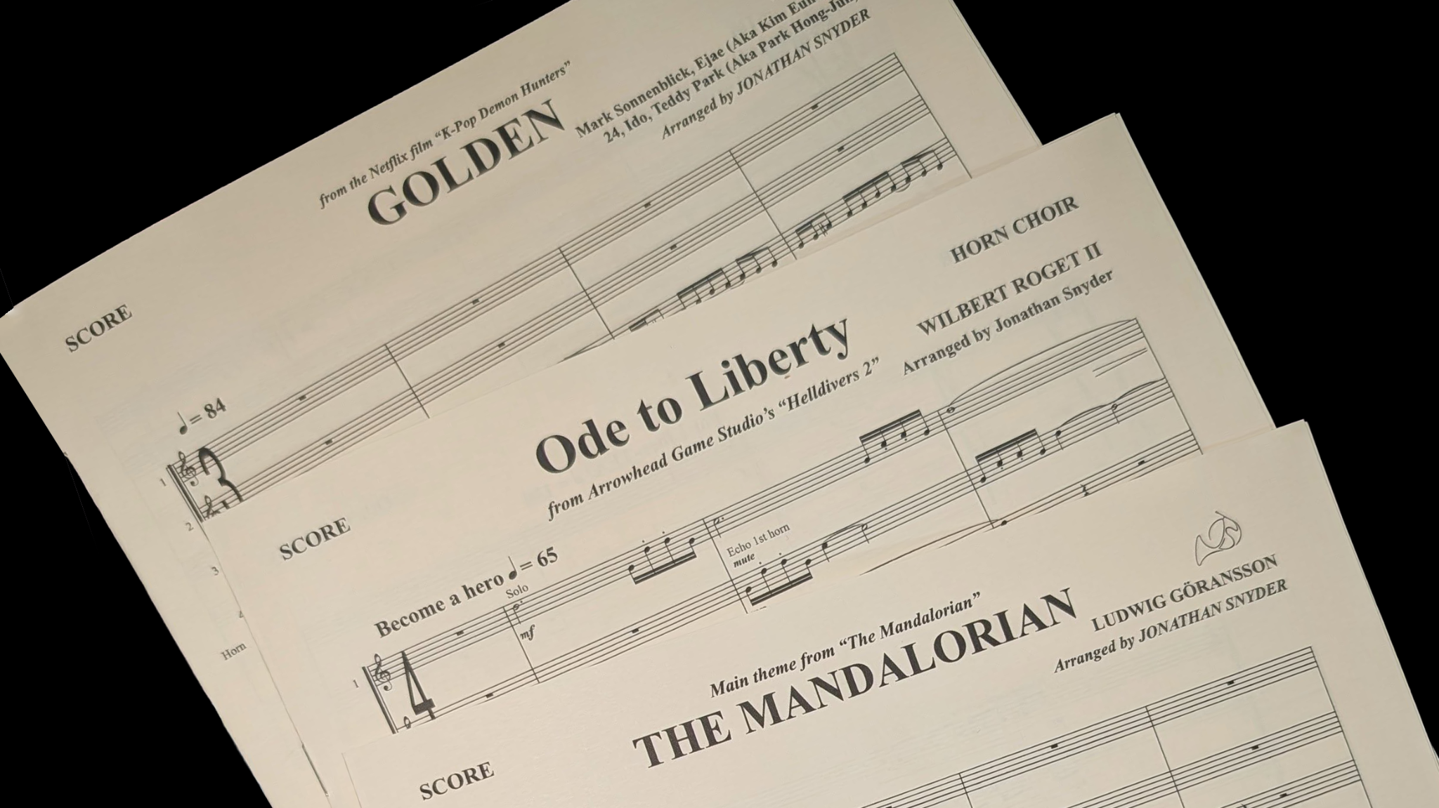 Scores arranged by Jonathan Snyder