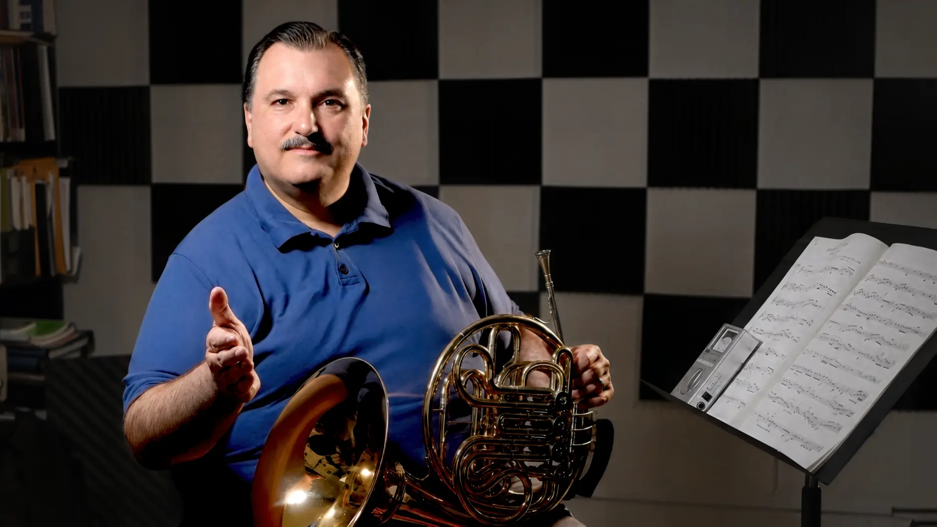 Jonathan Snyder welcoming a French horn student in his Las Vegas teaching studio